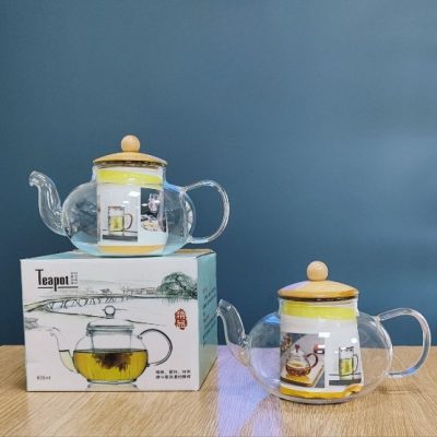 قوری پیرکس درب بامبو 600 میل Teapot