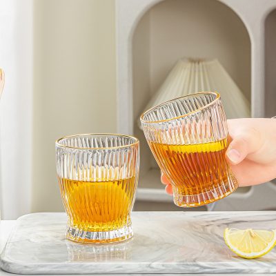 لیوان خطی لب طلا کوتاه دلی گلس ست 6 عددی