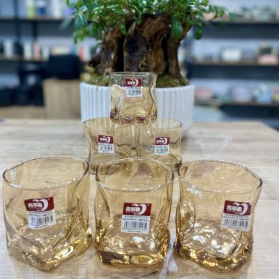 لیوان دفرمه عسلی دلی (Deliglass) – ست 6 عددی