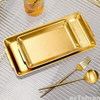 سینی استیل طلایی مستطیل 2 سایز
