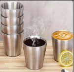 لیوان استیل نقره‌ای دوجداره 350 میل - ست 5 عددی