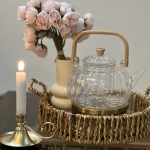 قوری پیرکس دسته بامبو مدل کدویی