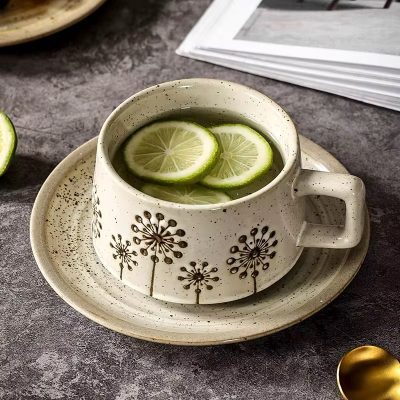 فنجان نعلبکی رترو ژاپنی طرح گل آفتاب