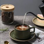 فنجان نعلبکی سرامیکی طرح ژاپنی سبز