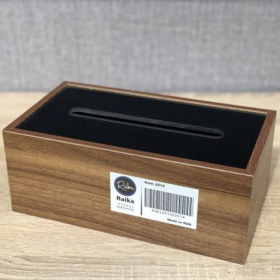 جا دستمال کاغذی چوبی با روی شیشه‌ای رایکا