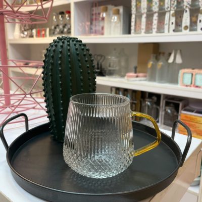 لیوان پیرکس دسته طلایی مدل طره