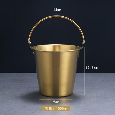 سطل یخ و مزه استیل طلایی 1000 سی‌سی