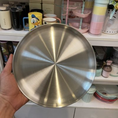 بشقاب استیل نقره‌ای وارداتی ۲۶ سانتی‌متر