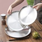 بشقاب استیل نقره‌ای وارداتی ۲۰ سانتی‌متر