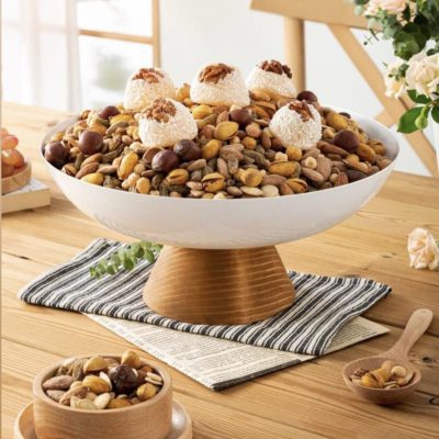 میوه خوری رایکا مدل فلزی پایه چوبی - سفید
