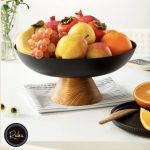 میوه خوری رایکا مدل فلزی پایه چوبی - مشکی