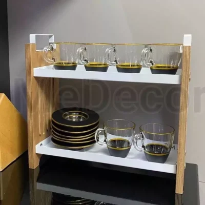 استند ۲ طبقه چوب و فلز مدل لاریسا برند Medecor – رنگ سفید