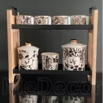 استند ۲ طبقه چوب و فلز مدل لاریسا برند Medecor – رنگ مشکی