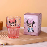 لیوان شیشه‌ای دیزنی طرح Minnie Mouse رنگ صورتی