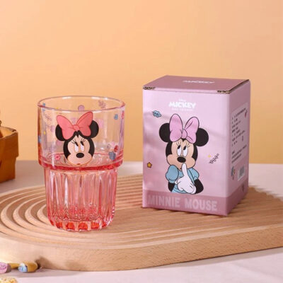 لیوان شیشه‌ای دیزنی طرح Minnie Mouse رنگ صورتی