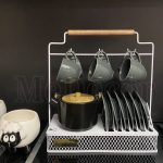 استند کافی بار فلزی دسته چوبی Me Decor – رنگ سفید
