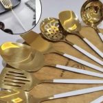 ست ابزار آشپزی استیل سفید طلایی