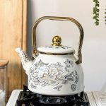 کتری لعابی دسته طلایی ۲ لیتری