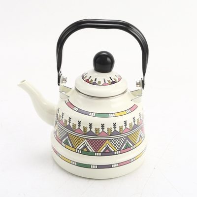 کتری لعابی ۲.۵ لیتری وارداتی سفید طرح اسلیمی