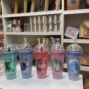 لیوان اسموتی چراغ‌دار طرح دایناسور