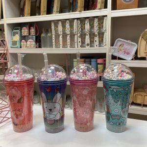 لیوان اسموتی چراغ‌دار طرح خرگوش