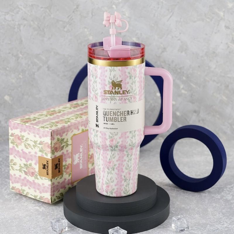 ماگ کادویی استنلی STANLEY مدل Quencher H2.0 Tumbler – صورتی گلدار