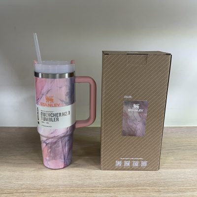 ماگ استنلی Quencher H2.O Tumbler 887 میل رنگ Marble Pink