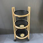 سبد سیب‌زمینی و پیاز ۳ طبقه چرخ‌دار چوب و فلز برند 4HOME