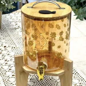کلمن پیرکس زیر بامبو 3.6 لیتری شامپاینی طرح گل