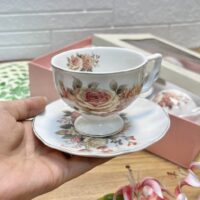 ست قهوه‌خوری گلدار ۱۲ پارچه ۶ نفره پایه‌دار کد 5172