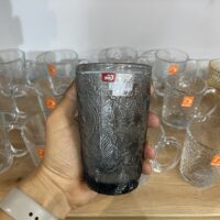 لیوان طرح برجسته برگ آبی لاکچری – ست ۶ عددی Deli Glass