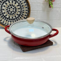 تابه لعابی 2 دسته دربدار قرمز 2/2 لیتری FRYPAN