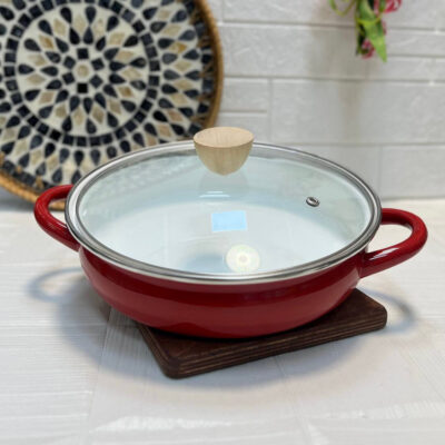 تابه لعابی 2 دسته دربدار قرمز 2/2 لیتری FRYPAN