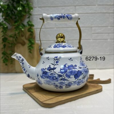 کتری لعابی گل آبی ۲ لیتر کد 19-6279