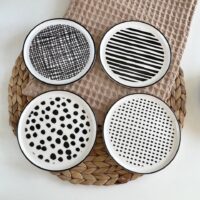 پیش دستی کوچک دنی هوم ست 4 عددی طرح سیاه و سفید