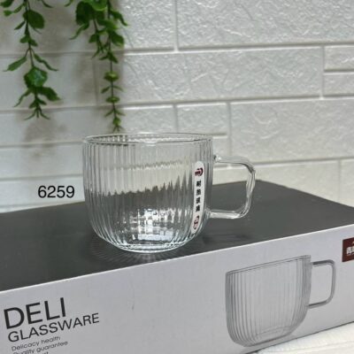 لیوان پیرکس راه‌راه 300 میل دلی گلس (Deliglass) – ست 6 عددی