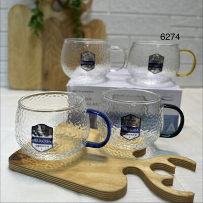 لیوان برفی دسته رنگی Deli Glass – ست 4 عددی