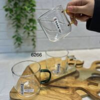 لیوان پیرکس دسته رنگی دلی – ست 6 عددی