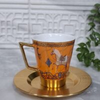 قهوه‌خوری هرمس نارنجی ست ۶ عددی – طرح اسب زرین