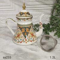 کتری لعابی طرح عربی ۱.۲ لیتر نقوش هندسی گلدار (کد SS233)