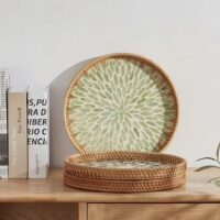 سینی حصیری کف صدفی برای دکوراسیون منزل