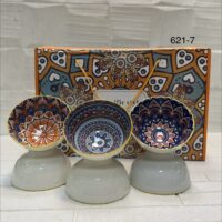 نمای اصلی ست پیاله مراکشی ۶ عددی کد ۷-۶۲۱ Specific Style با لبه طلایی