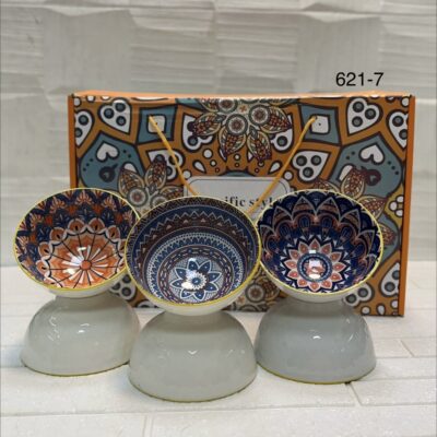 نمای اصلی ست پیاله مراکشی ۶ عددی کد ۷-۶۲۱ Specific Style با لبه طلایی