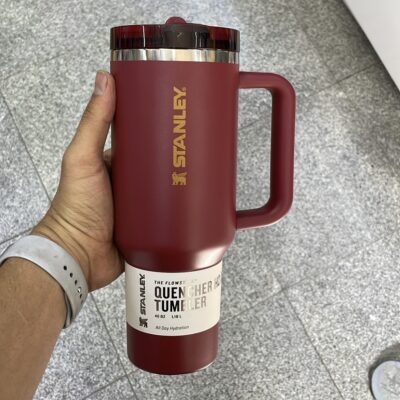 تراول ماگ اورجینال استنلی قرمز دور سیلور مدل تامبلر 40oz بدون نشتی
